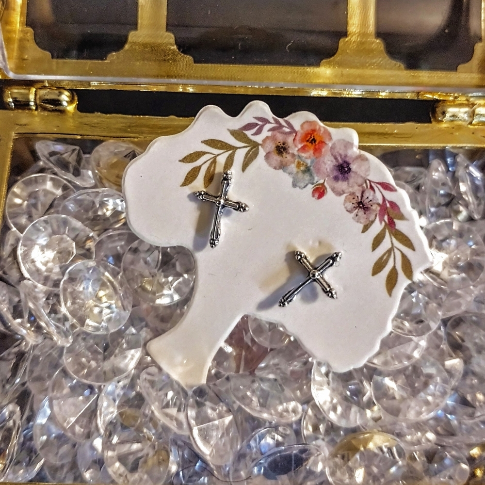 925 Sterling Silver Victorian Cross earrings